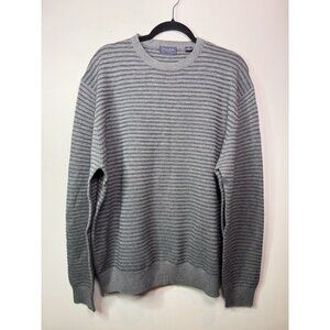 Linea Rossa Signature Merino Wool Gray Stripe Pullover Sweater "PRADA" Men XL